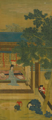 Palace Ladies with Cats  After Qiu Ying (1494-1551/2)