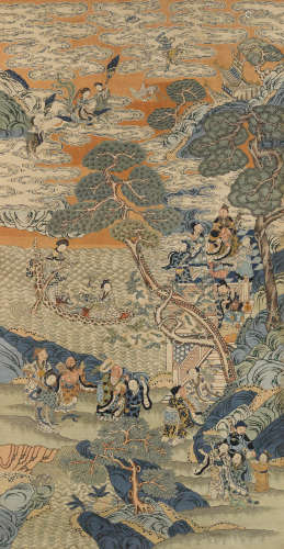 Late Qing dynasty A KESI 'IMMORTALS' PANEL
