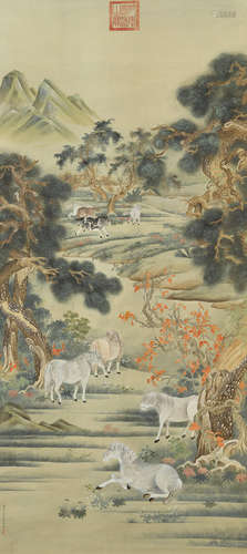 Horses  After Lang Shining (1688-1766)