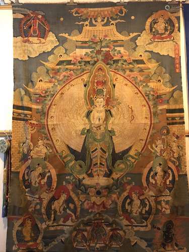 Rare Tibetan Thangka of Avalokiteshvara