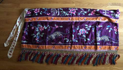 Antique Chinese Embroidered Silk Table Apron