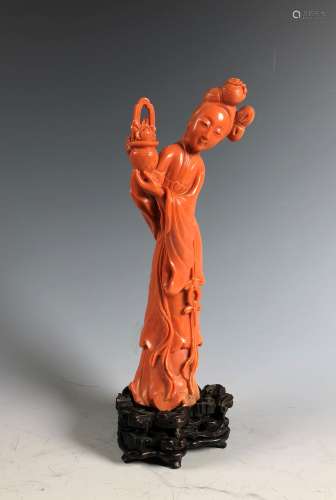 Finely Carved Coral Female Figurine
