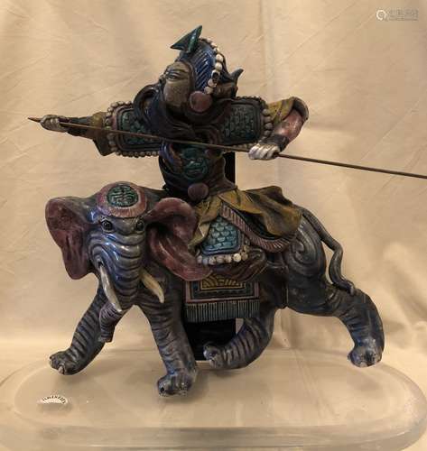 Figure of Warrior riding and Elephant