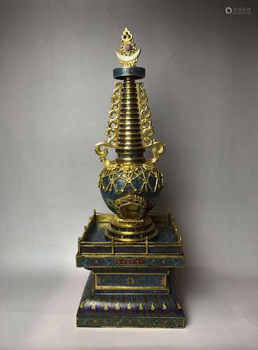 Large Cloisonne Enamel Stupa