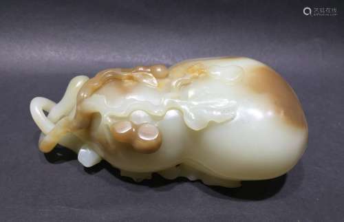 Carved White Jade Groud Box