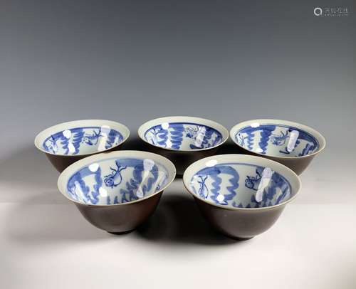 Set of Five Porcelain Bowls