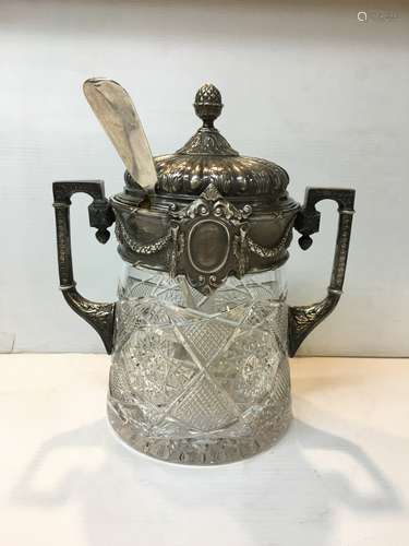 Russian Silver and Crystal server With Mark