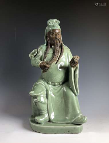 Large Celadon Glazed Warrior,Ming Dyn