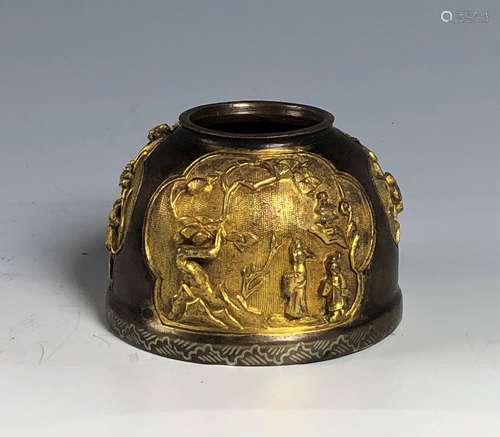 Bronze and Gilt Bee Hive Shaped Water Pot