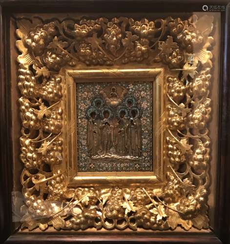 Russian Icon in Gilt Wood Frame