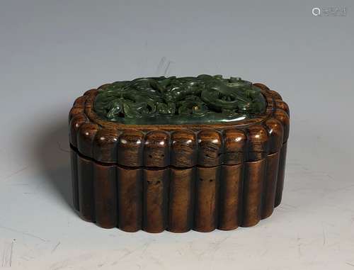 Wood Box with Spinach Green Jade Cover