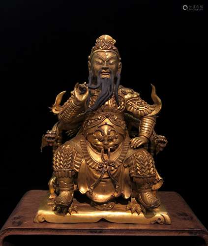 Gilt Bronze Figure Of Guangong With Mark