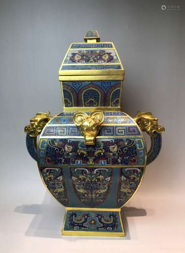 Cloisonne Enamel with Gilt  Vessel with mark