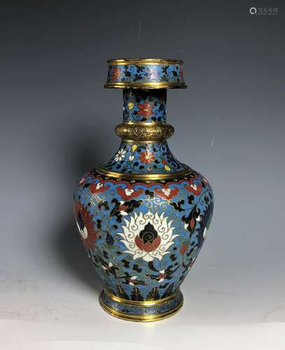 Cloisonne Enamel and Gilt Vase with Mark