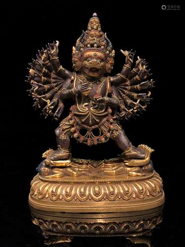 Gilt-Silver Figure Of YAMANTAKA With Mark