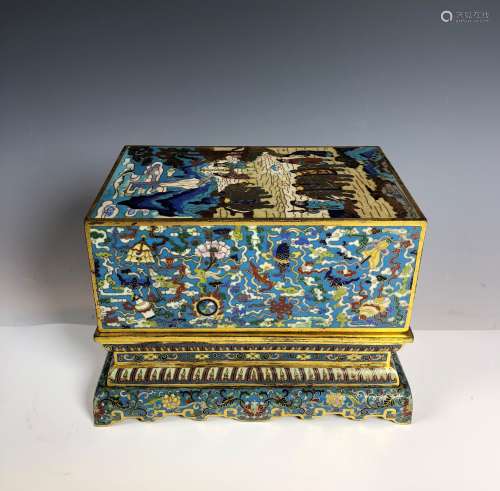 Chinese Cloisonne Enamel Dragon Box with Mark