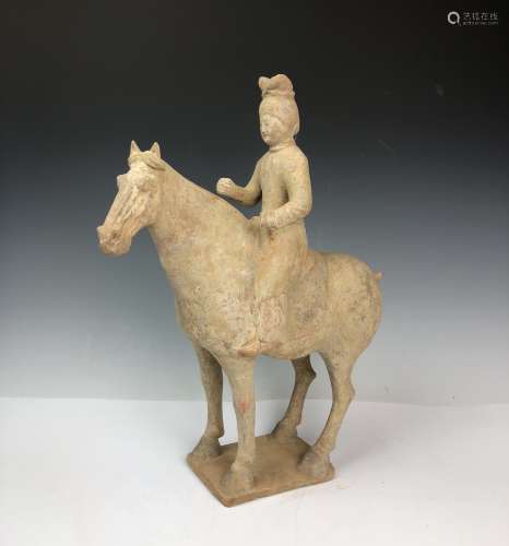Tang Dynasty Painted Red Pottery Equestrian