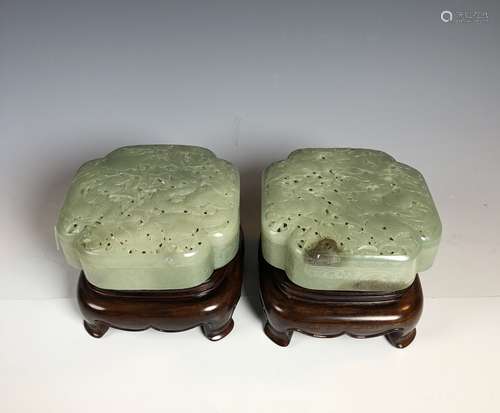 Pair of Green Jade Boxes