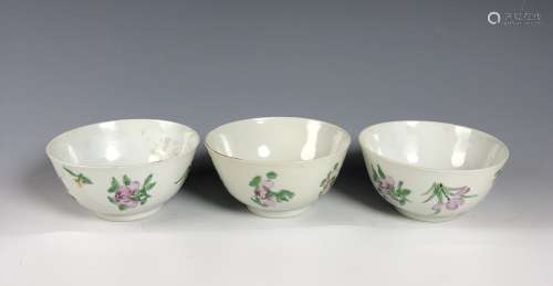 Set of Three porcelain tea cups