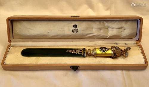 Russian Jade Letter Opener With Silver