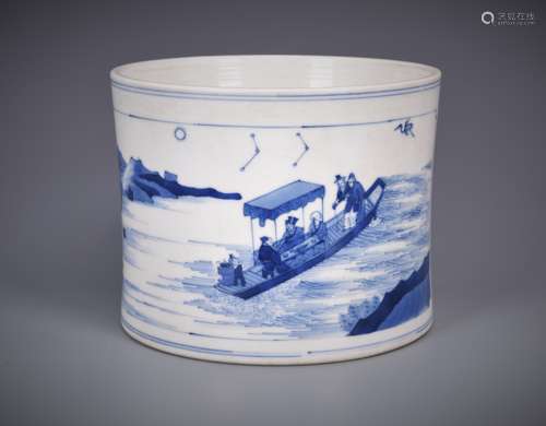 Blue and White Porcelain Brush Pot