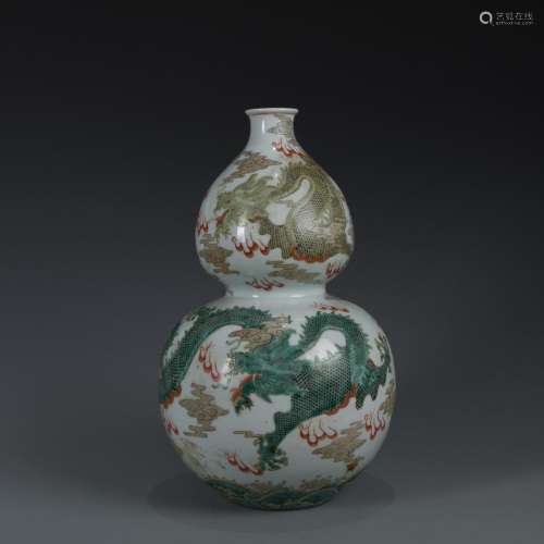 Porcelain Double Gourd Dragon Vase with Mark