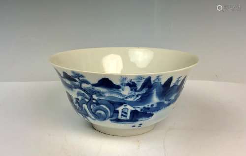 Blue and White Porcelain Bowl with Mark