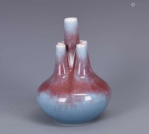 Flame Glazed Five  Neck Vase with mark