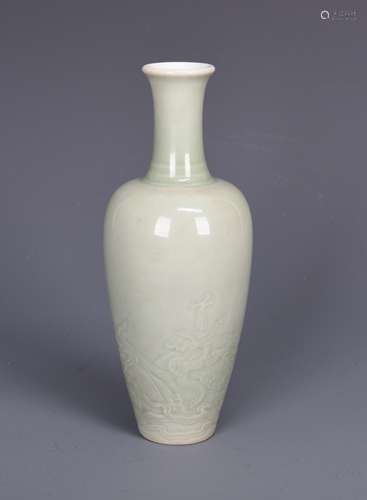 Grey Green Glazed Porcelain Vase with mark