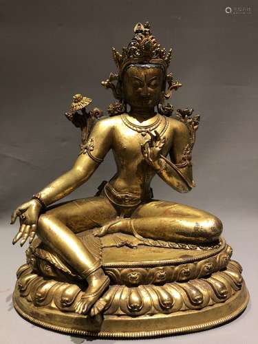 Large Gilt Bronze Figure of Tara