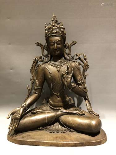 Bronze Figure of Tara with Stone Inlay