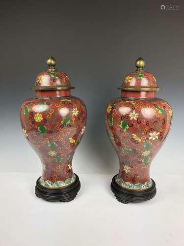 Cloisonne Enamel Covered Vases