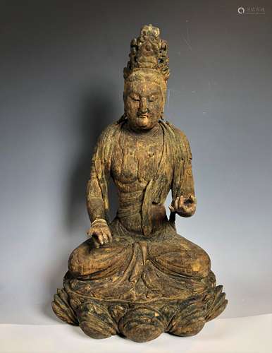 Carved Wood Figure of GuanYin