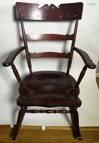 Antique Wood Rocking Chair with Shell inlay