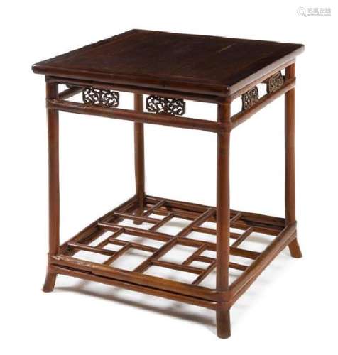 * A Chinese Hardwood and Bamboo Square Table, Xiaozhuo