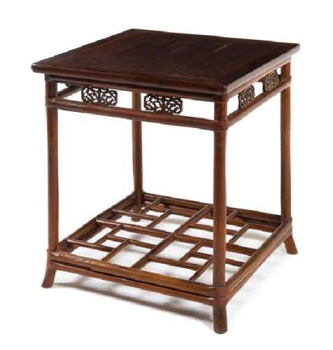 * A Chinese Hardwood and Bamboo Square Table, Xiaozhuo