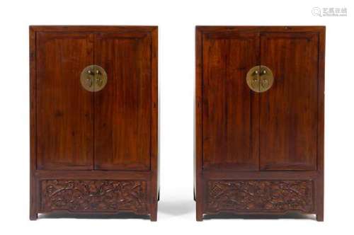 * A Pair of Chinese Hardwood Storage Cabinet,