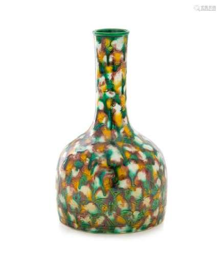 A Sancai Glazed Porcelain Mallet Vase Height 6 1/4