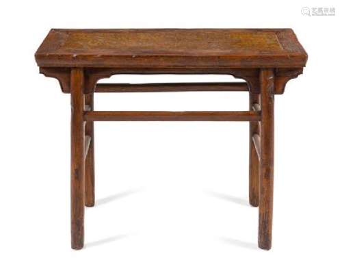 * A Chinese Pudding Stone Inset Elmwood Altar Table,