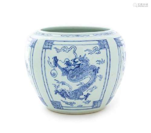A Blue and White Porcelain Jardinere Height 7 inches.