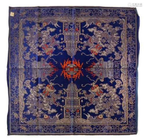 * Eleven Chinese Embroidered Silk Panels Length of