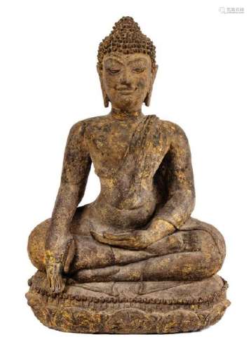 * A Thai Lacquer Figure of a Seated Lanna Buddha Height