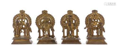Four Indian Gilt Bronze Figures Height of each 3 5/8