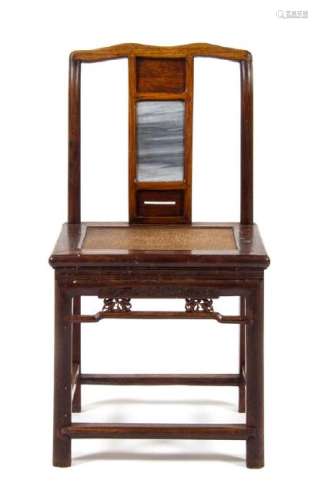 A Marble Inset Hardwood Official's Hat Side Chair