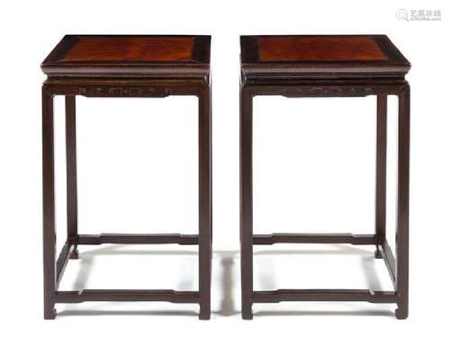 * A Pair of Chinese Jichimu and Burlwood Square