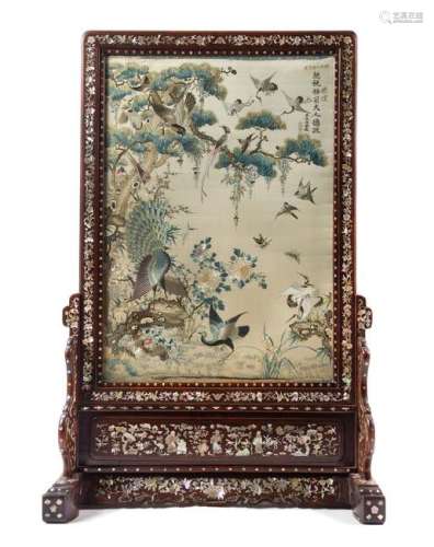 * A Large Chinese Embroidered Silk Inset
