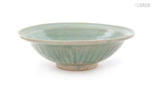 A Thai Celadon Porcelain Bowl Diameter 12 1/8 inches.