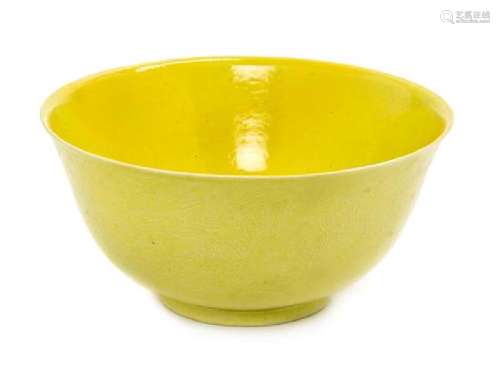 A Yellow Glazed Porcelain Bowl Diameter 6 1/2 inches.