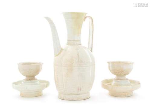 Three Dingyao White Glazed Porcelain Articles Height of