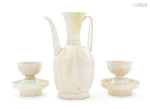 Three Dingyao White Glazed Porcelain Articles Height of